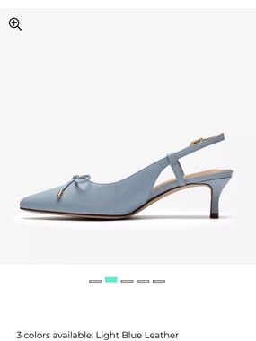 Clarks Light Blue Leather Slingback Kitten Heel with Bow Accent